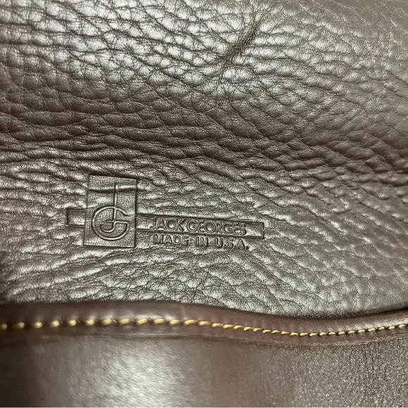 Jack Georges Brown Leather Turn Lock Briefcase Shoulder Bag Messenger - Picture 9 of 16